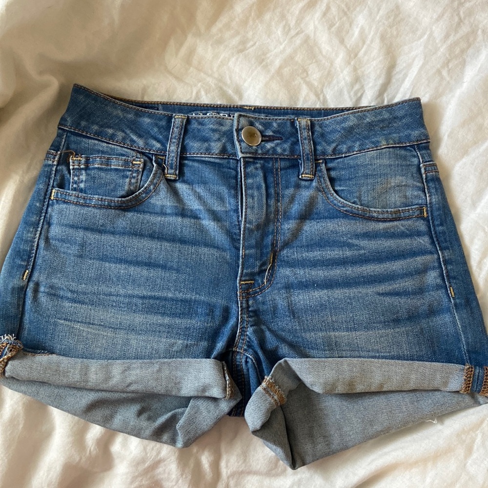 American Eagle High-Rise Shortie Denim Shorts